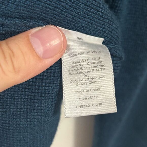 Talbots‎ Turquoise Pure Merino Wool Blazer Cardigan Sweater Size Medium - Picture 3 of 5